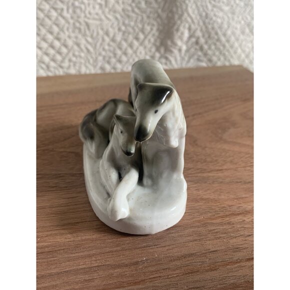 Vintage Black and White Greyhound Dog Bone China Figure Japan - Picture 2 of 10